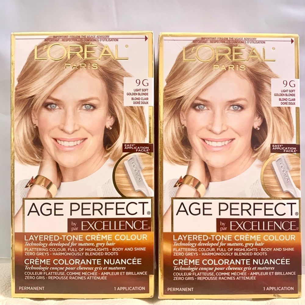 2X L’Oréal Age Perfect Excellence Hair Color 9G Light Soft Golden Blonde NEW HTF